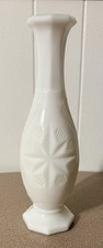 Anchor Hocking Vitrock White Milk Glass Trumpet Vase with Scroll Handles, 7.5" — listing 3