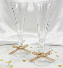 Pair of Tall Trumpet-Shape Crystal Champagne Flutes 9" — listing 5