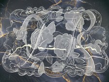 Laura Glass Rose Garden 14" Frosted Glass Platter, Made in Japan — listing 2