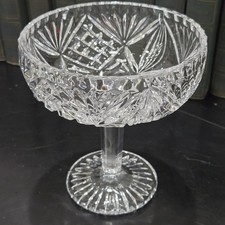 Vintage Cut Crystal Pedestal Compote Candy Dish with Pinwheel Star Pattern — listing 5