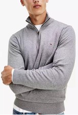 Tommy Hilfiger Men's Zip-Up Sweatshirt/Jacket with Signature Red-White Stripe Collar, Size M — listing 2