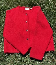 Carroll Reed Vintage Wool Cable-Knit Cardigan Sweater in Cranberry Red — listing 5