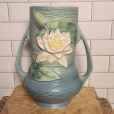 Roseville Pottery Water Lily Two-Handled Vase, Shape 79-9, Brown/Rust Colorway — listing 4