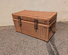 Woven Rattan and Bamboo Storage Trunk / Blanket Chest with Diamond Lattice Design — listing 2