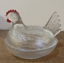 Vintage Ceramic Hen on Nest Covered Dish, USA Pottery