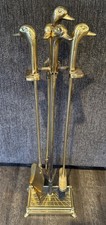 Vintage Brass Fireplace Tool Set with Ball-Top Handles on Stand — listing 2
