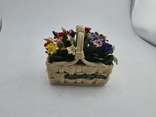 Bisque Porcelain Floral Basket with Handle, Multicolor Roses — listing 4