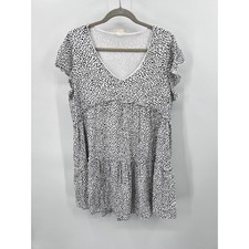 Altar'd State White with Black Spots Dalmatian Print Tiered Babydoll Mini Dress, Size M — listing 5