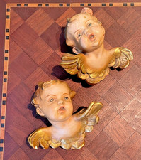 Pair of Vintage Italian Rococo-Style Putti Cherub Wall Plaques with Heart Cartouche — listing 2