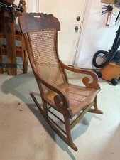 Antique Victorian Lincoln Rocker with Scrolled Arms and Tapestry Upholstery — listing 5