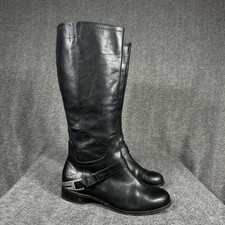 UGG Black Leather Tall Riding Boots with Buckle Straps Waterproof