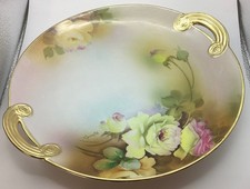 Antique Nippon Hand-Painted Porcelain Two-Handled Cake Plate with Gilt Moriage Floral Border, Morimura Brothers — listing 5