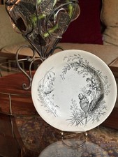 Vintage Cream Ironstone Oval Serving Platter with Embossed Basketweave Rim and Floral Transfer Center — listing 5