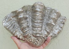 Vintage Aluminum Footed Shell Serving Bowl with Ornate Scroll Base — listing 6