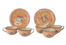 Children's Tin Litho Toy Tea / Dinner Plate Set in Gift Box — listing 5