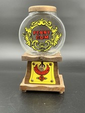 cent gumball machine Vintage Wood & Glass Globe 1 Cent Gumball/Candy Dispenser