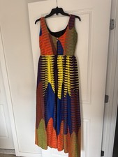 African Print Ankara Long Mermaid Dress with Faux Pearls, Feather Trim and Sheer Mesh Sleeves — listing 3