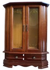 Vintage French Provincial Style Small Wooden Jewelry Cabinet Armoire with Wire Mesh Doors