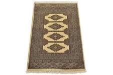 Bokhara Tekke Gul Wool Area Rug, Cream Field with Turkoman Elephant-Foot Medallions — listing 5