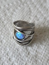 Israeli Sterling Silver Square Dangle Earrings with Created Opal — listing 5