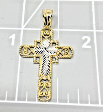 Vintage Sterling-Style Filigree Cross Pendant with Scroll Terminals — listing 3