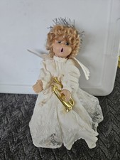 Angel Ornament with Trumpet and Frosted Cloud Base