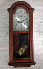 Vintage Tempus Fugit 31-Day Key-Wind Wall Clock with Arched Wood Case and Brass Pendulum — listing 6