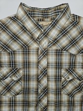Wrangler Men's Western Pearl Snap Long Sleeve Plaid Shirt, Black and Grey, Size Large — listing 5