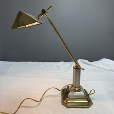 Vintage Brass and Wood Piano/Bankers Desk Lamp with Adjustable Shade — listing 4