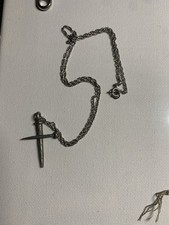 Vintage Gold Tone Nail Cross Pendant Necklace on Rope Chain — listing 2