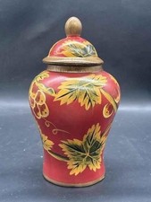 Ceramic Ginger Jar / Temple Jar with Raised Grape and Vine Relief Decoration — listing 2