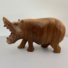 Set of 3 Hand-Carved Wooden Hippopotamus Figurines (Graduated Sizes) — listing 2