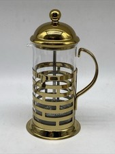 Vintage Gold-Tone French Press Coffee Maker with Pyrex Glass Carafe, 8-Cup — listing 2