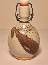 Mid-Century Modern Studio Pottery Flat Bottle Vase with Abstract Design — listing 6