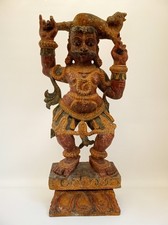 Hand-Carved Wooden Temple / Mandir Wall Shelf with Pyrography Decoration — listing 4