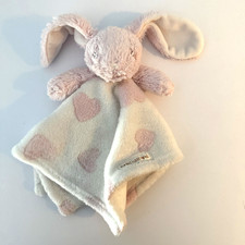 Baby Bunny Security Blanket Lovey with Blue Star Print and Yellow Satin Trim — listing 6