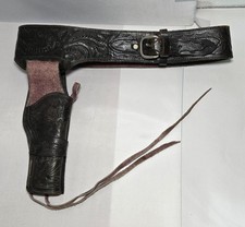 Vintage Tooled Leather Cowboy Double Holster Rig with Western Hat — listing 5