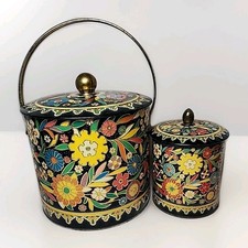 Decorative Two-Tier Stacking Storage Tin with Whimsical Storybook Illustrations