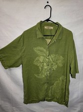 Tommy Bahama Silk Camp Shirt with Tropical Palm and Hibiscus Print