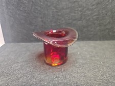 Amberina Cadmium Glass Miniature Toothpick Holder, Daisy & Button Pattern, Red/Yellow, 2.5" Tall — listing 2