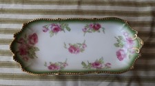Antique Limoges Elite Works Porcelain Oval Serving Platter with Floral Sprays and Gilt Rim — listing 4