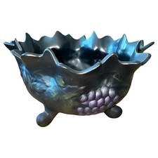 Cast Metal Two-Handled Bowl with Grape and Leaf Relief, Copper Finish — listing 2