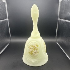 Fenton Custard Satin Uranium Glass Water Lily Compote — listing 6