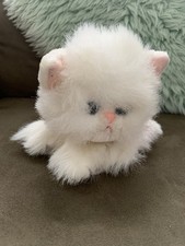 White Long-Haired Plush Persian Cat with Red Heart Nose and Ribbon Bow — listing 6