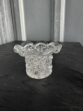 Pressed Glass Toothpick Holder with Hobstar and Fan Pattern, Sawtooth Rim — listing 5