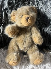 Small Jointed Plush Teddy Bear with Movable Legs and Pink Ribbon Bow, approx 6 inches — listing 3