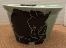 Karis Handmade Studio Pottery Stoneware Bowl with Abstract Brushwork Design — listing 6