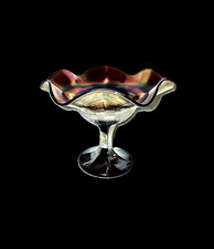 Vintage Carnival Glass Small Basketweave Bowl, Amber/Marigold Iridescent, 4.5 inches — listing 4