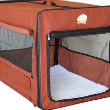 Soft-Sided Collapsible Pet Crate with Mesh Windows and Fleece Pad, Gray/Black, listing 6