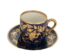 Vintage Porcelain Demitasse Coffee Set with Cobalt Blue and Gold Gilt Trim — listing 2